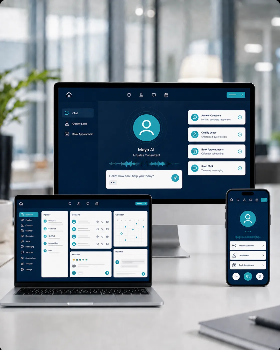 Maya and Claire virtual employees connected to the MSS customer system