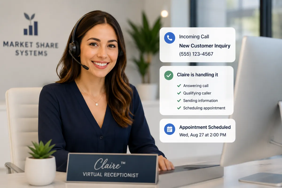 Professional displaying virtual receptionist features