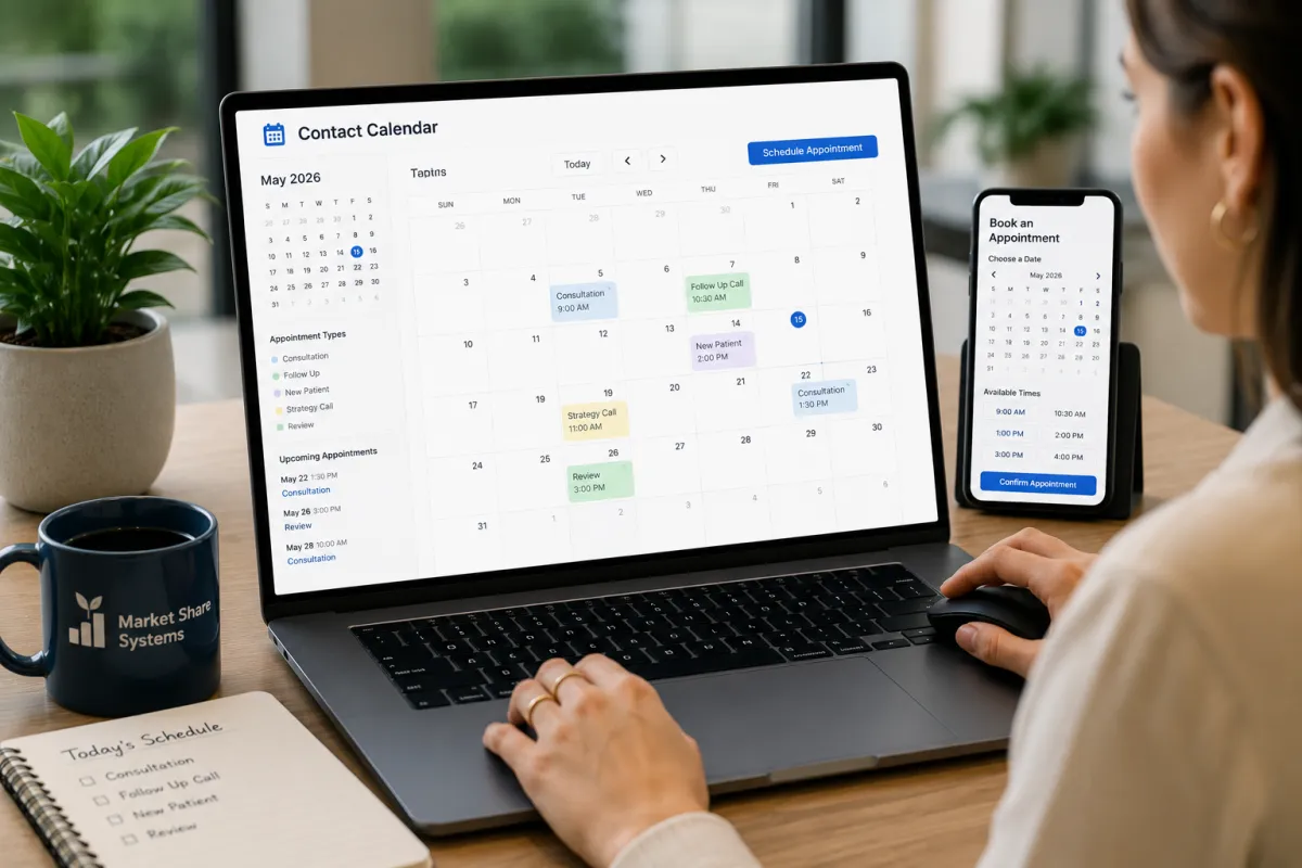 Contact calendar integration interface view