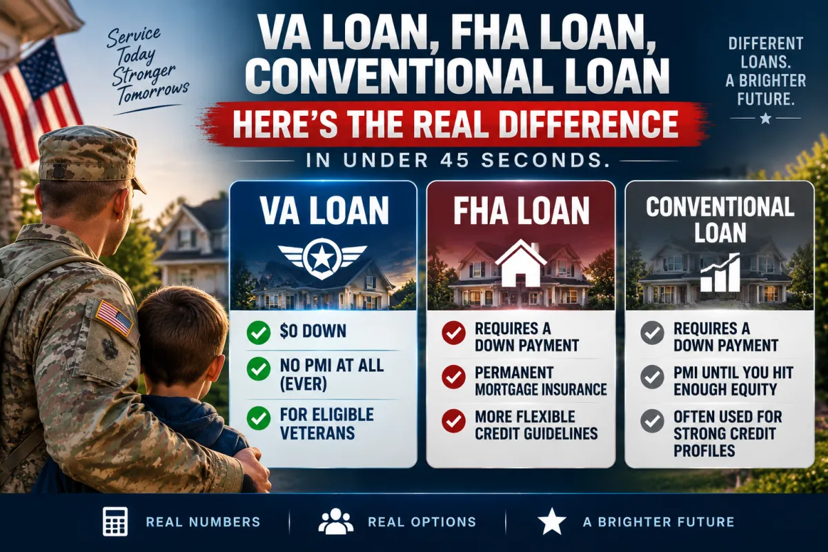 VA Loan FHA Loan Conventional Loan and Here Is the Real Difference Every Veteran Should Understand