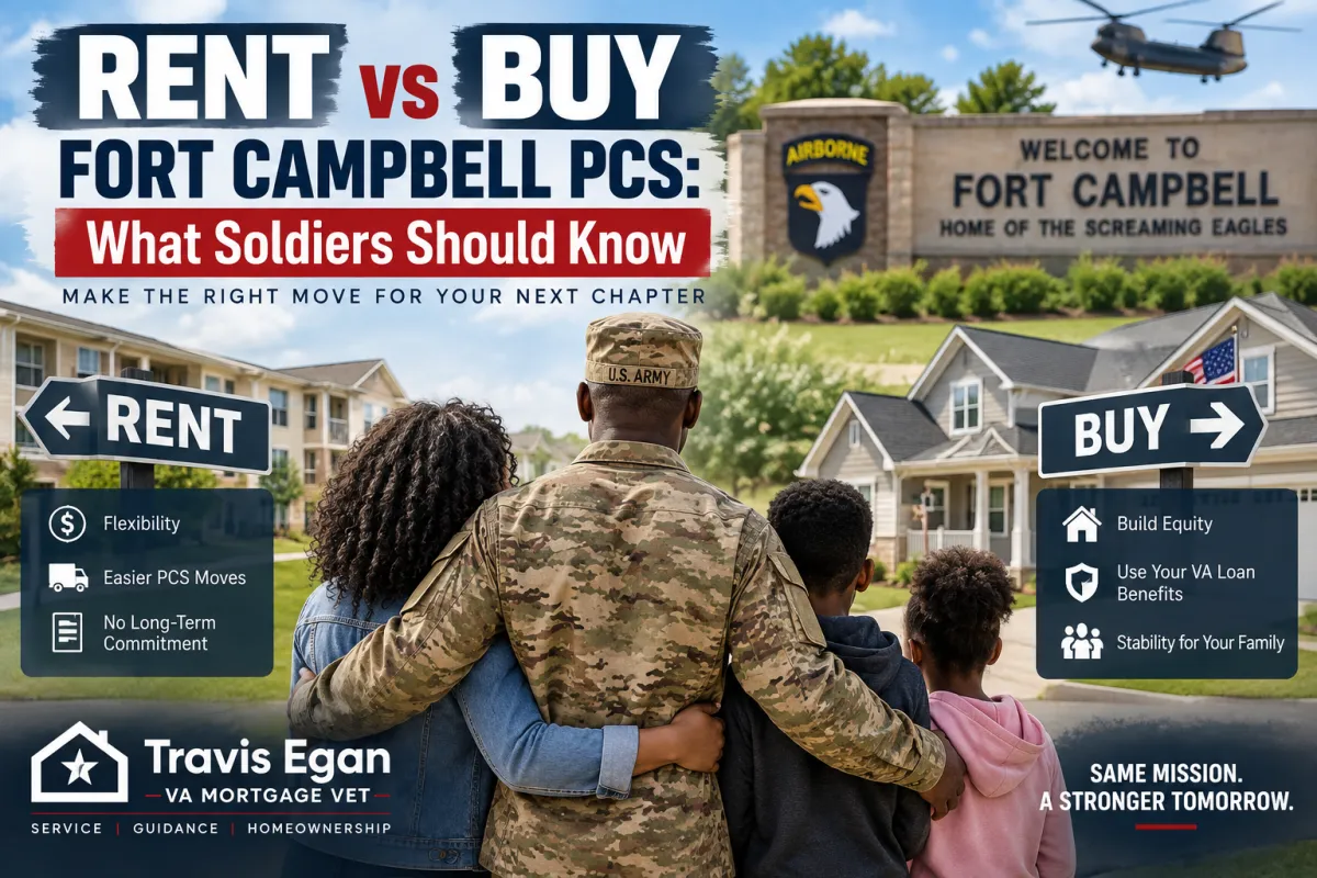 African American Fort Campbell military family comparing renting versus buying a home during a PCS move