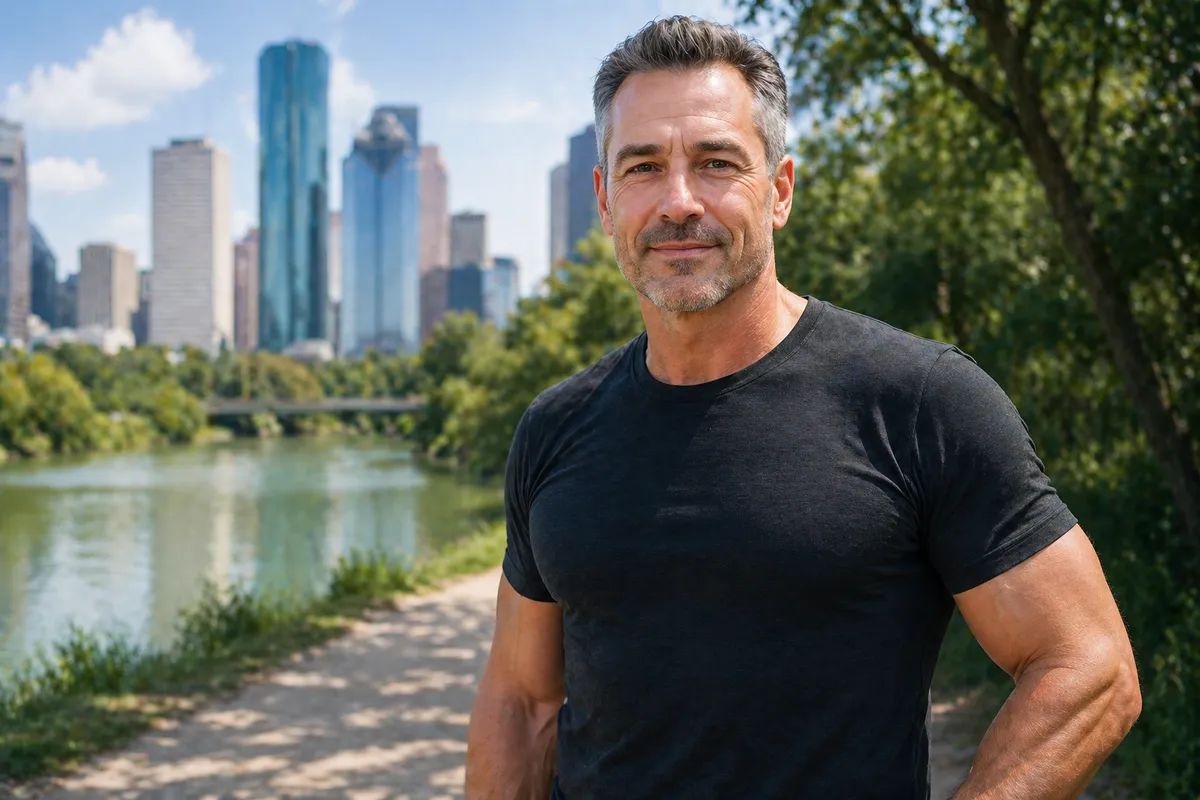 Man in his 50s vital and active Houston — low testosterone optimization candidate