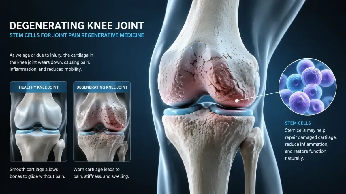 Degenerating knee joint cartilage diagram — stem cells for joint pain regenerative medicine