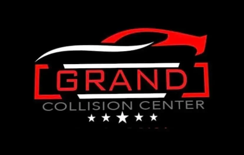 Logo of an auto body shop called Grand Collision Center.