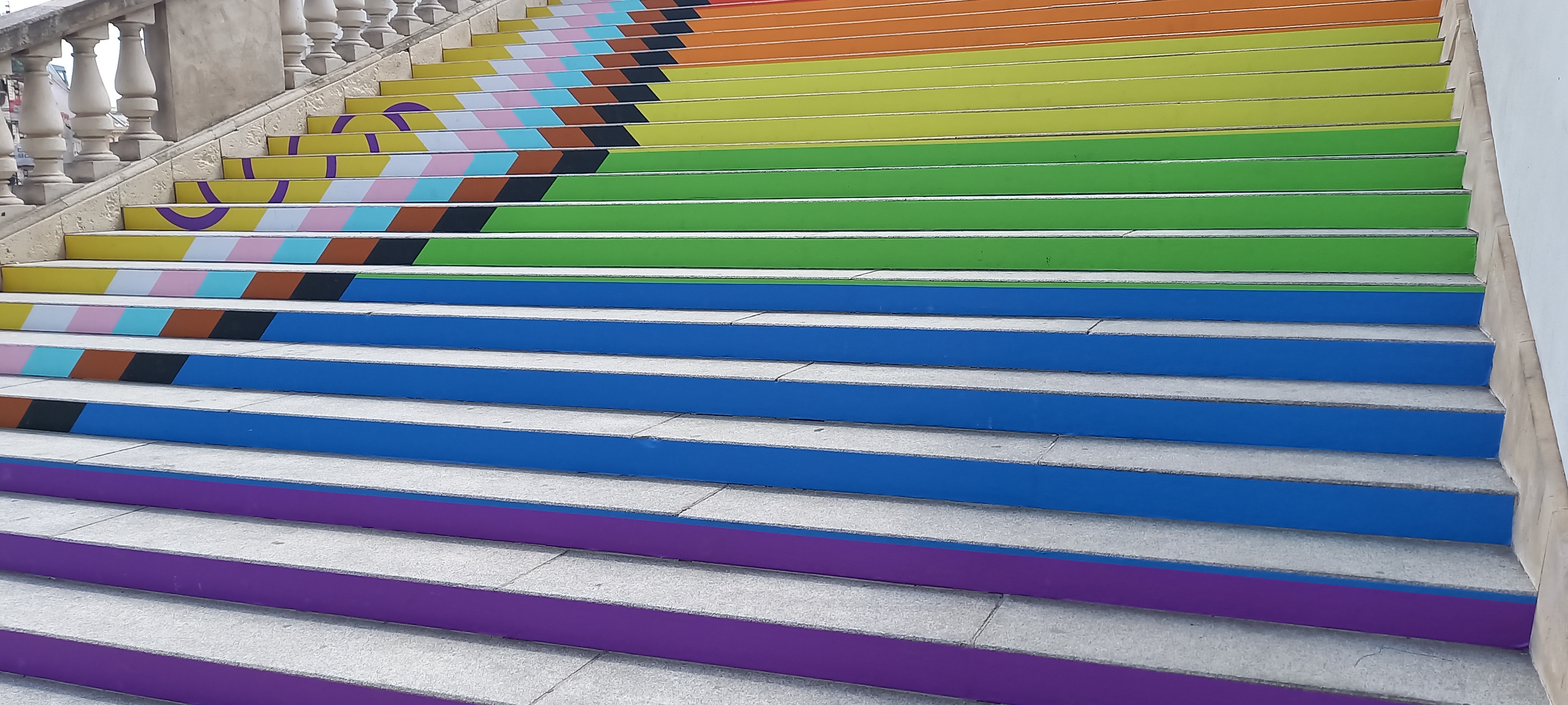 Brightly coloured steps leading upwards