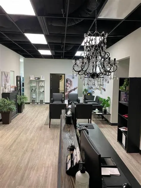 med spa crystal chandelier luxury modern welcome space