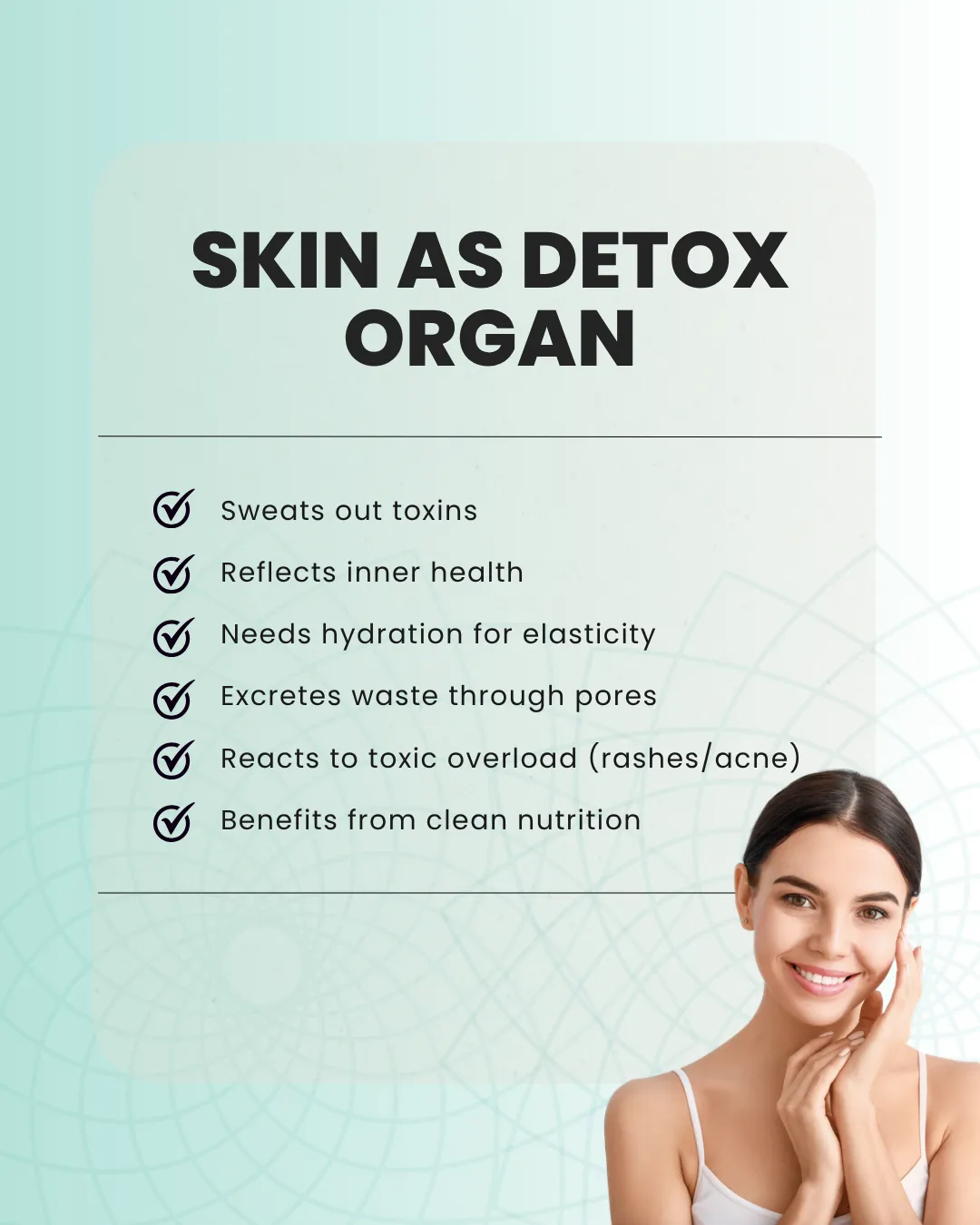 Infographic highlighting skin's detox functions.