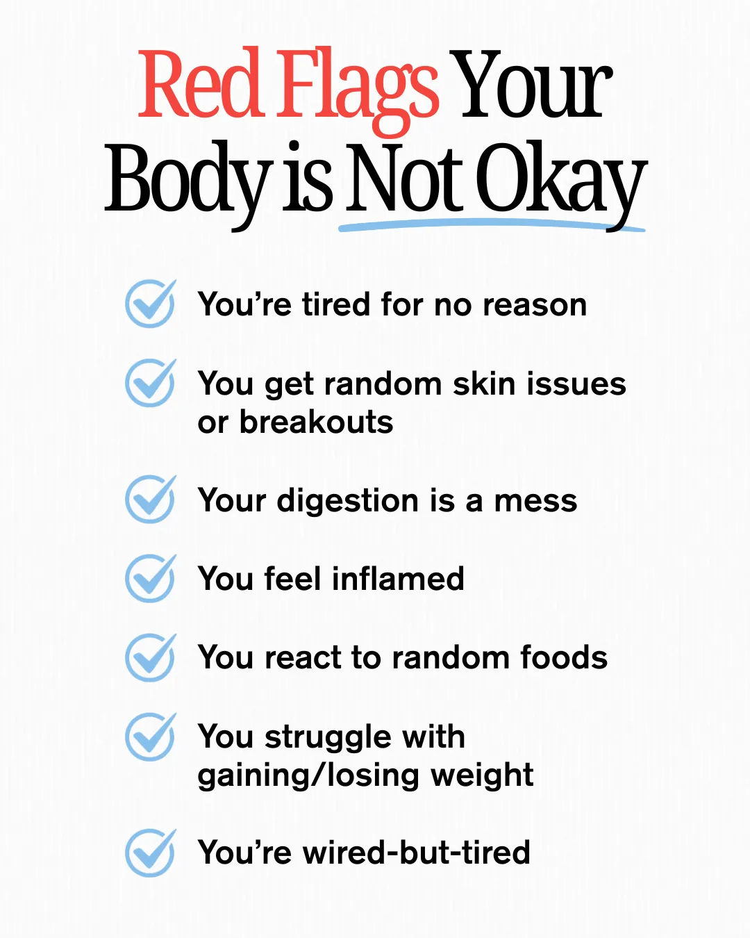 An infographic listing warning signs that your body is unwell.