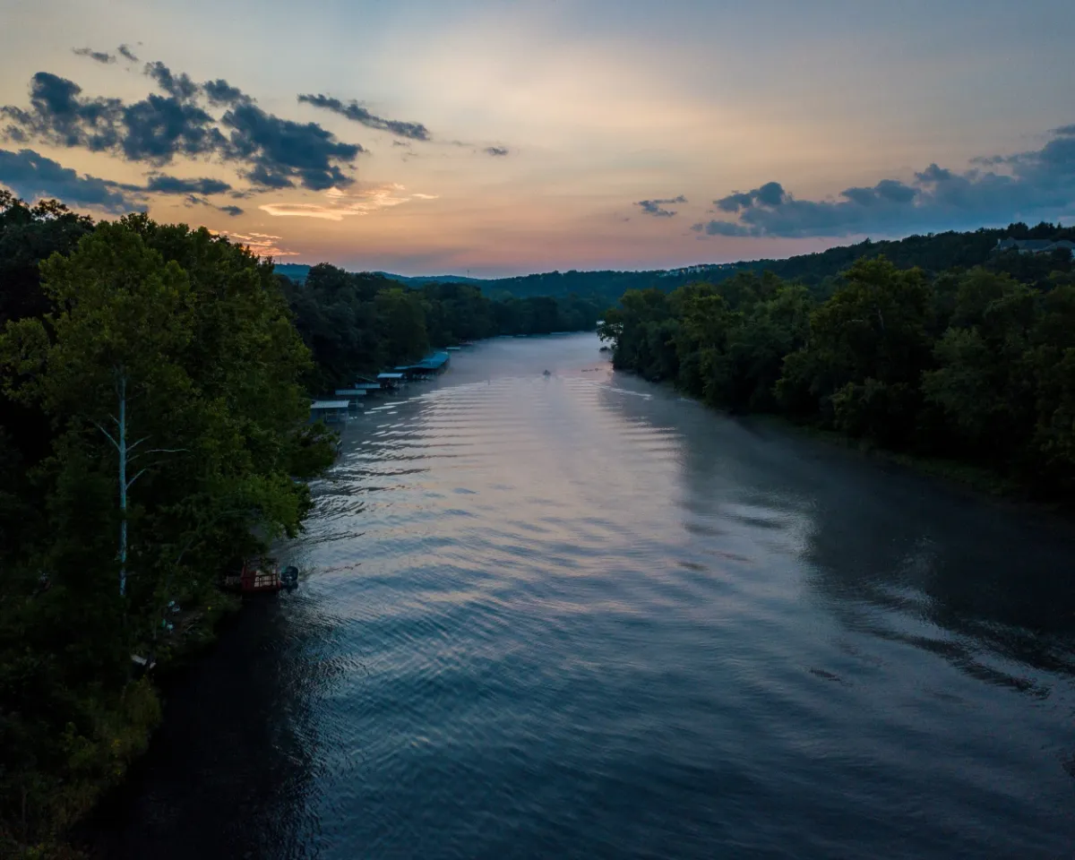 Sunset view of Table Rock lake