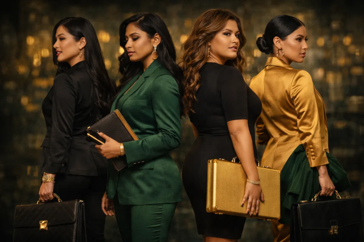 Two women exchanging business cards and laughing, highlighting real connection and networking outcomes.