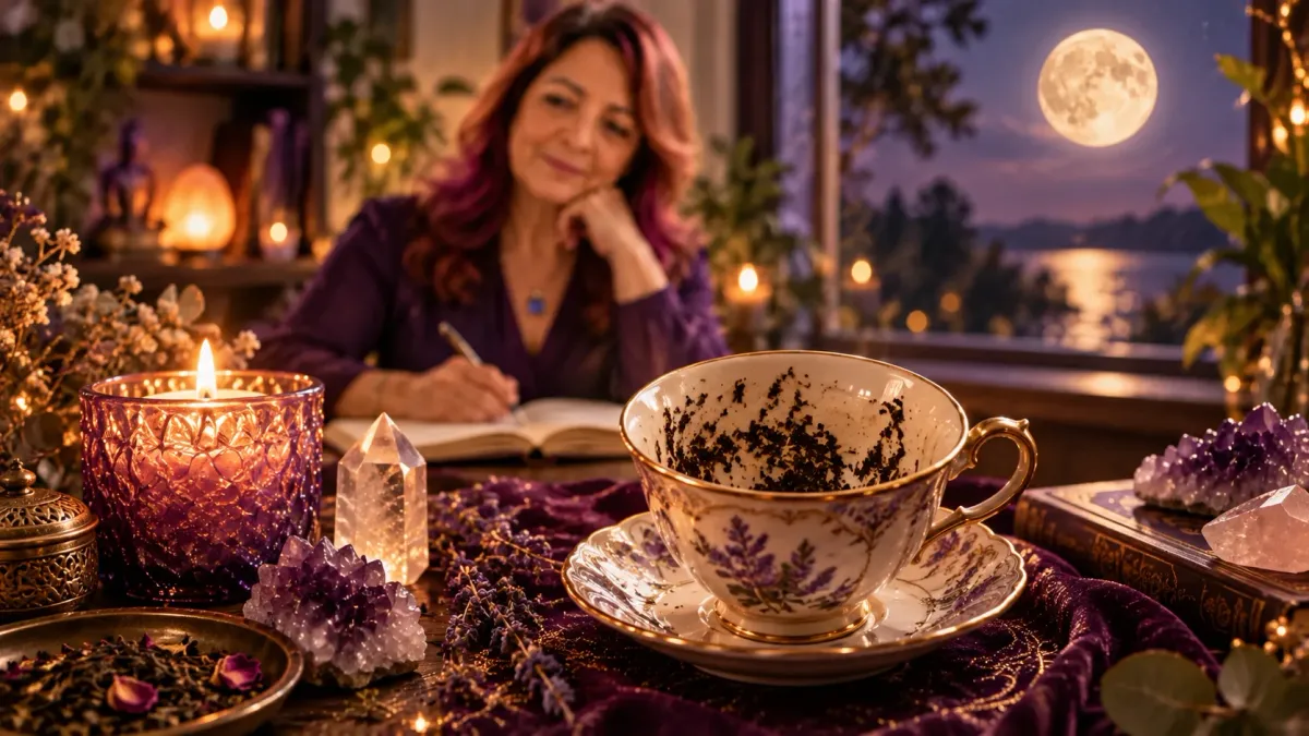 A teacup and a candle under a full moon, with Nancy Laporta