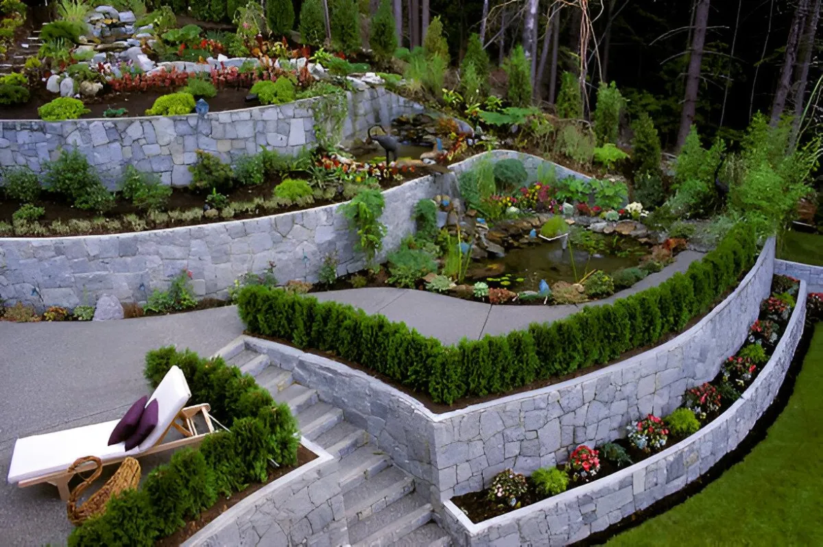 Concrete patio contractors near me building a custom backyard patio