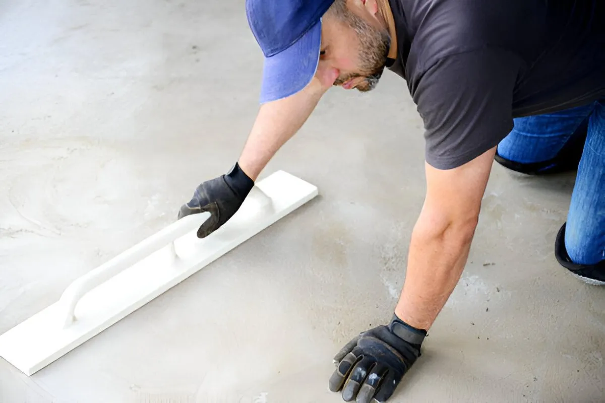 Skilled crew from a concrete driveway company near me laying fresh concrete
