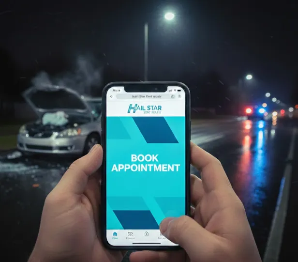Technician greeting a customer at a ForgeFix Auto front desk