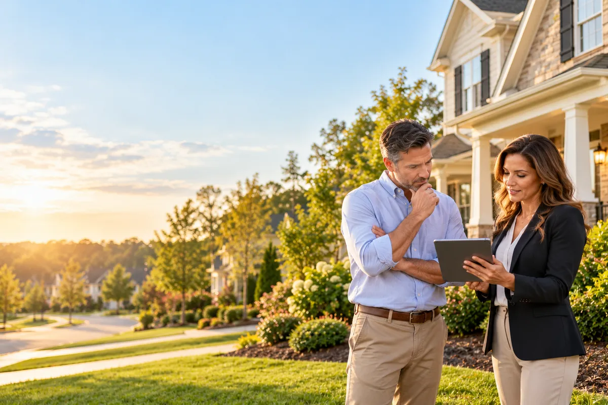 Carolina homeowner discussing a home sale with a real estate agent