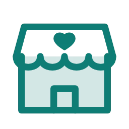 Storefront with a heart icon
