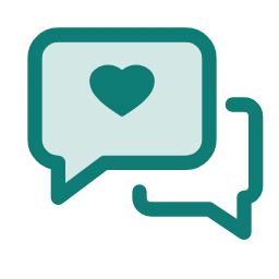 Speech bubbles with a heart icon