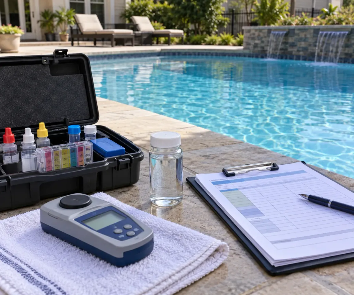 Pool water sample and documented test report for a Fusion44X installation
