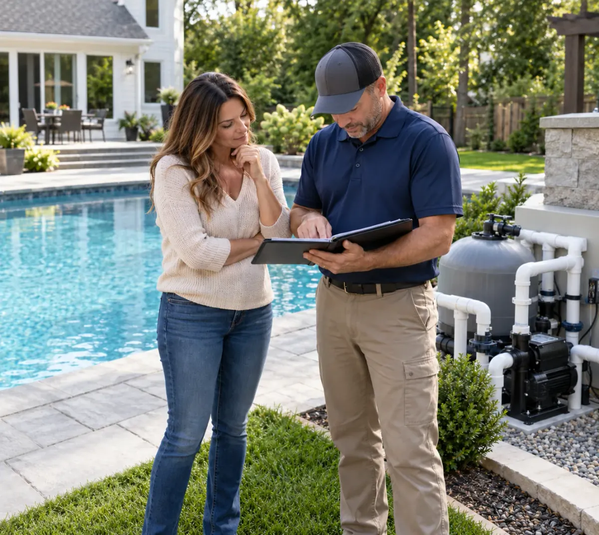 Owner guide and pool water-testing equipment