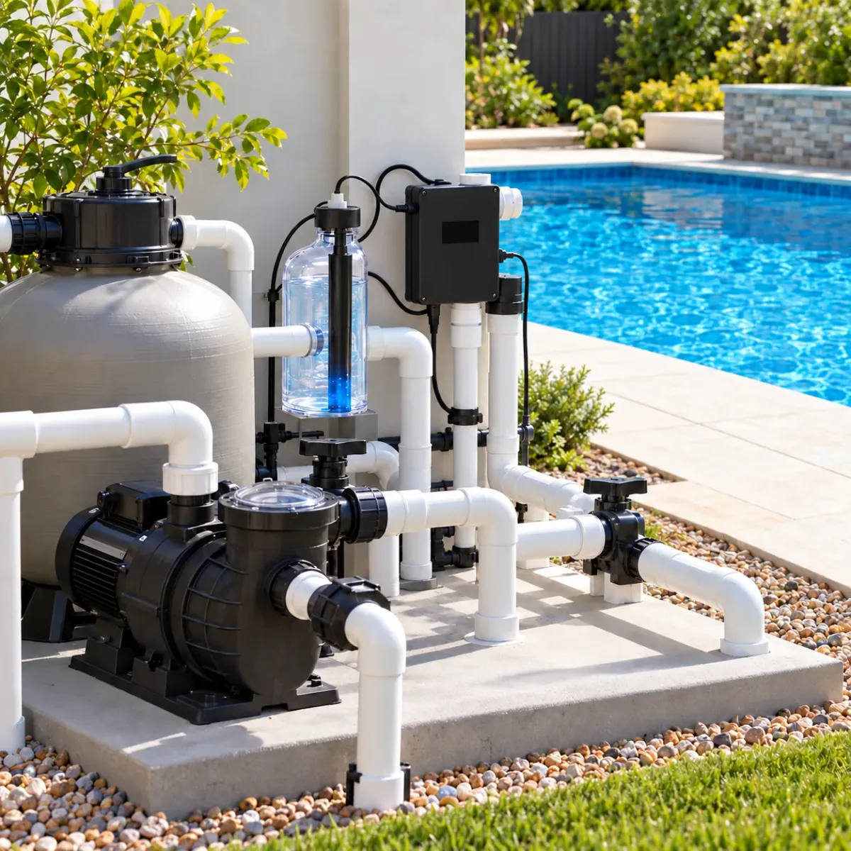 Fusion44X integrated with residential pool circulation and filtration equipment