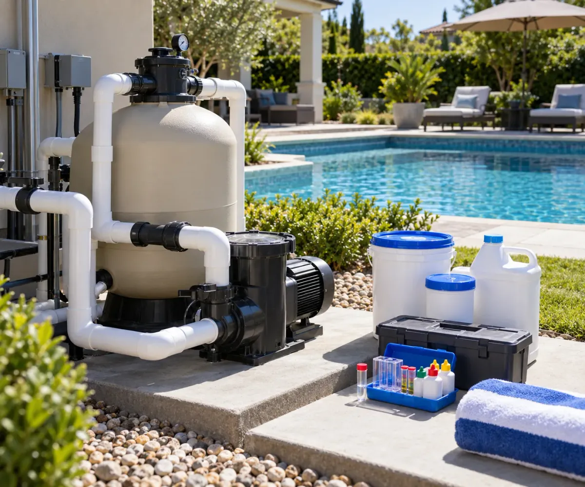 Traditional chlorine pool equipment context