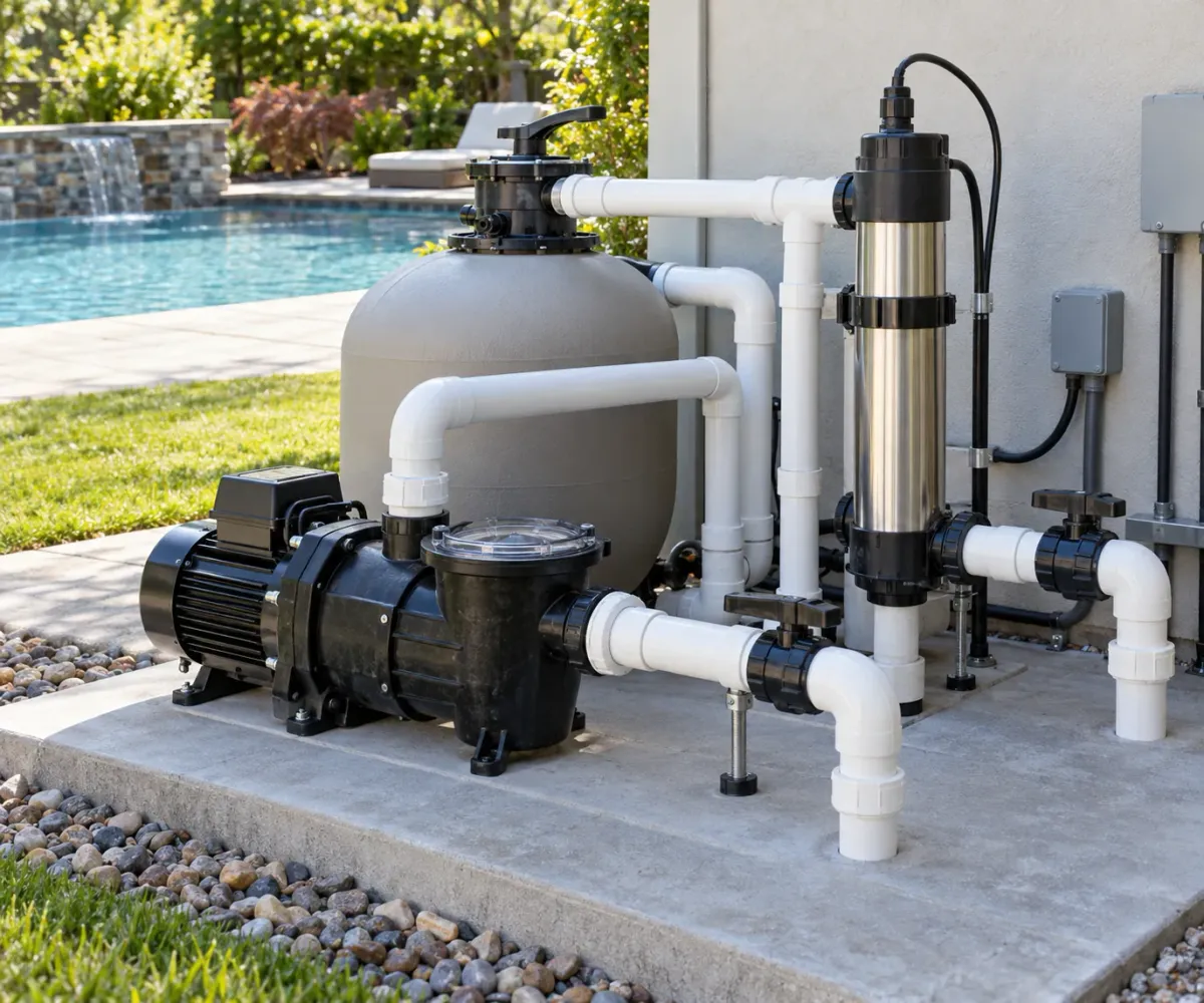 UV pool equipment installed in circulation line