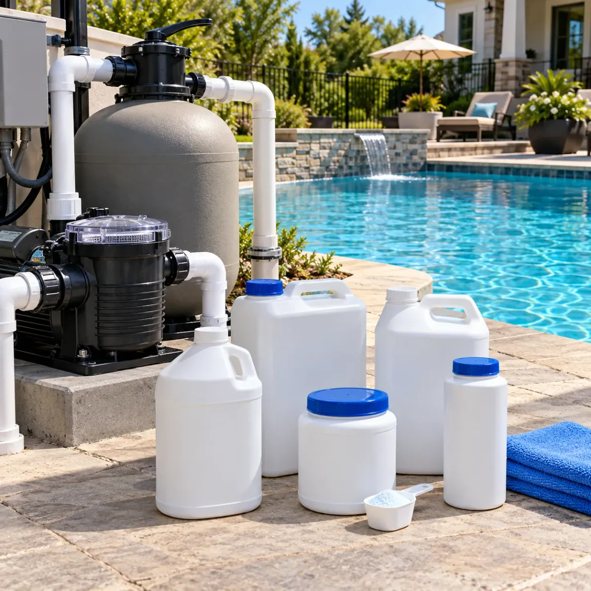 Pool-care professional with testing equipment