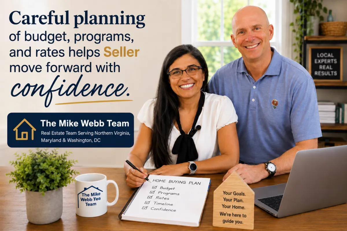 Real estate agent meeting with homeowners in Potomac MD home