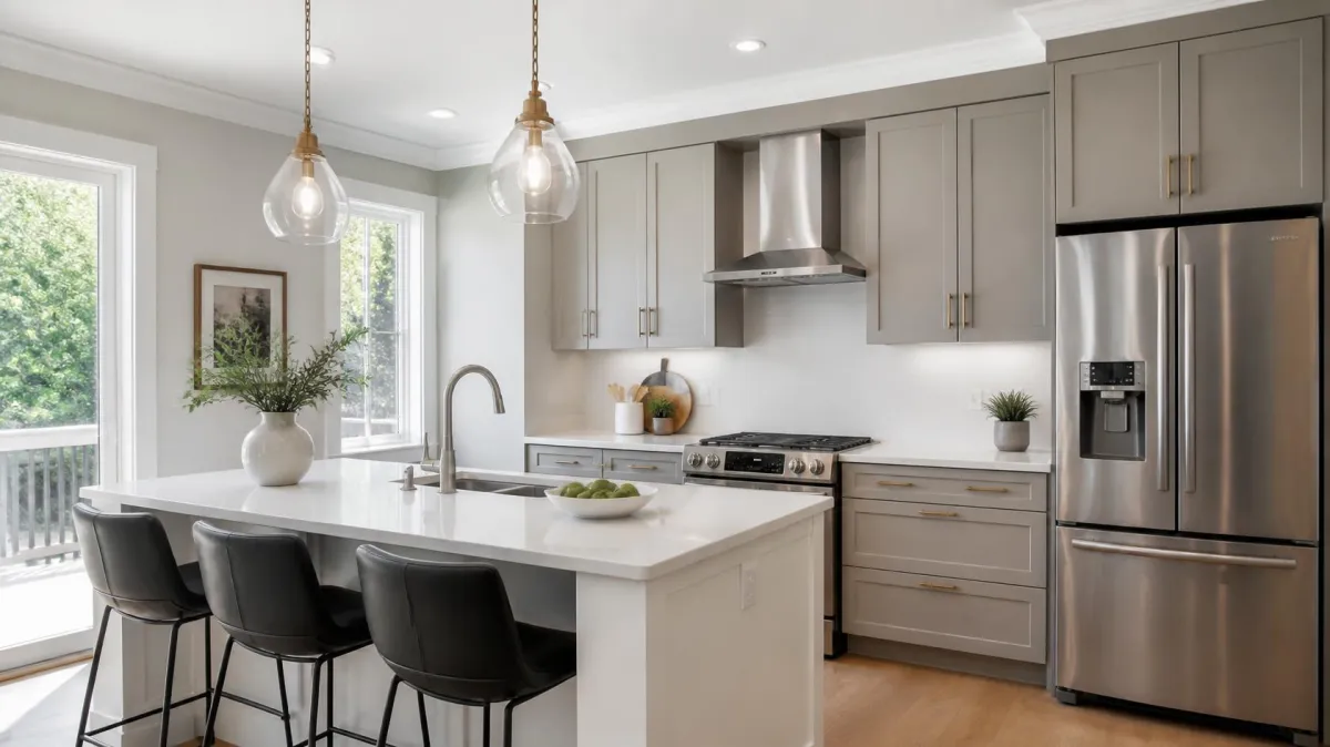 Modern Arlington kitchen with quartz counters and stainless steel appliances
