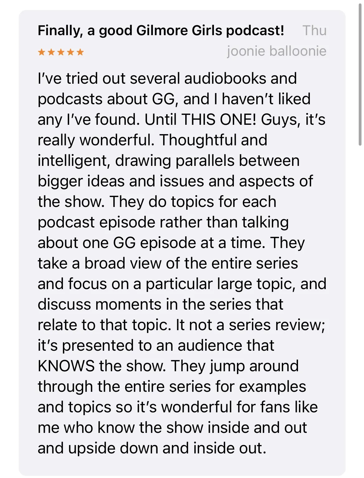 a gilmore girls podcast review