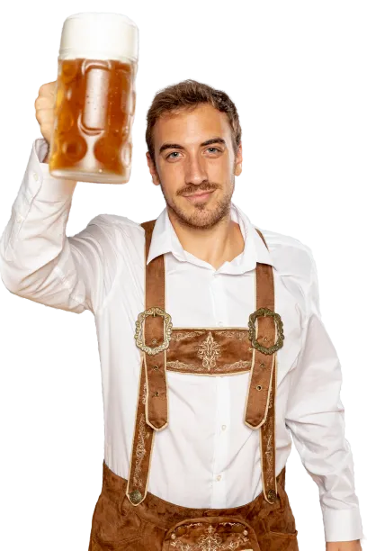 a man holding a beer