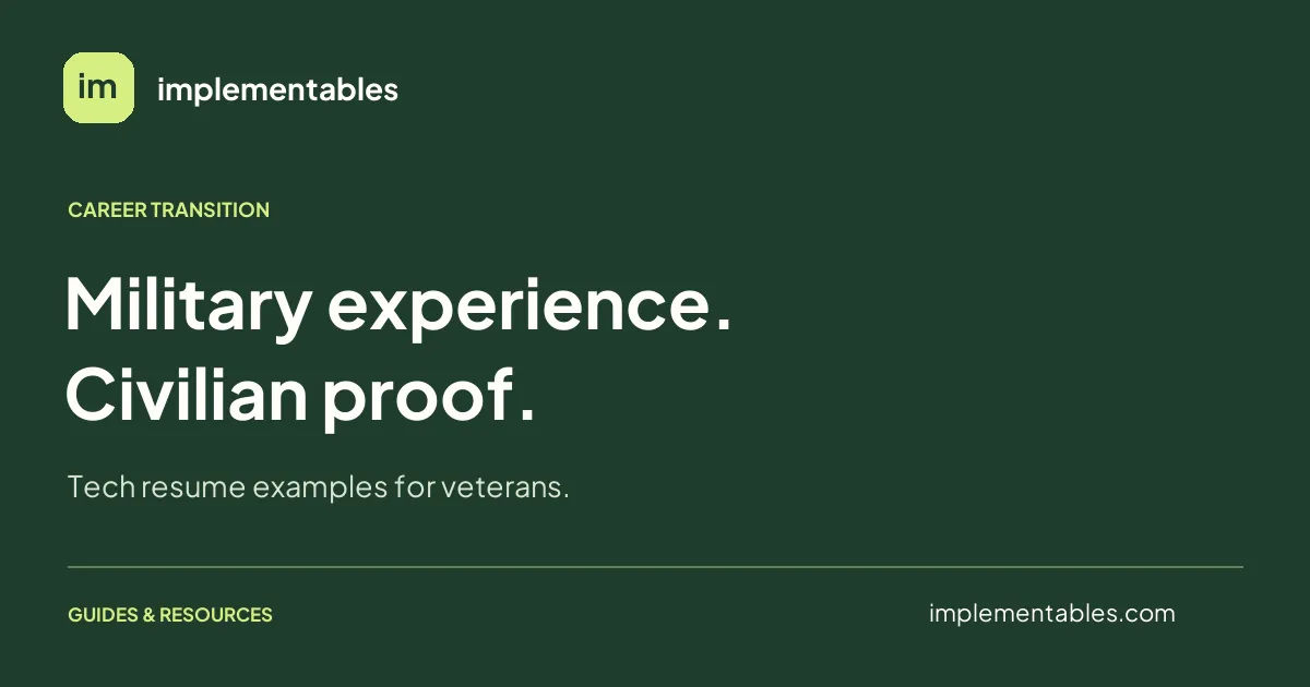 Military experience. Civilian proof. Tech resume examples for veterans.