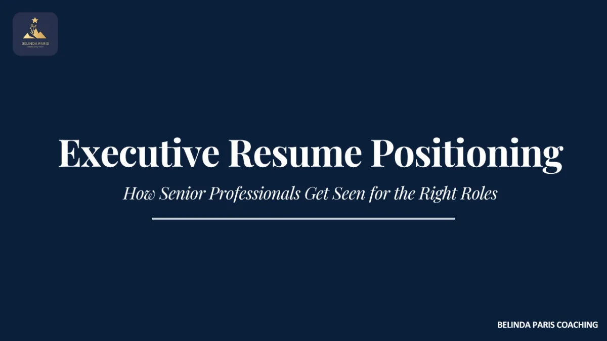 Executive positioning notes beside a printed senior resume
