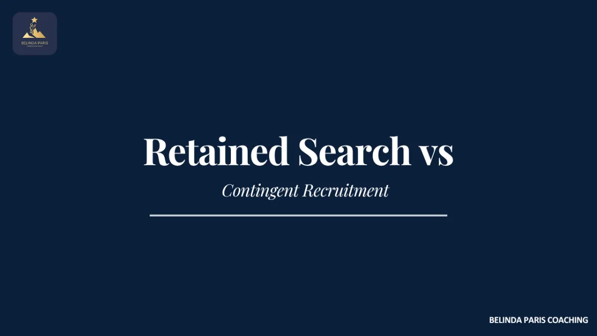 Executive comparing retained search, contingent recruitment and advertised role processes