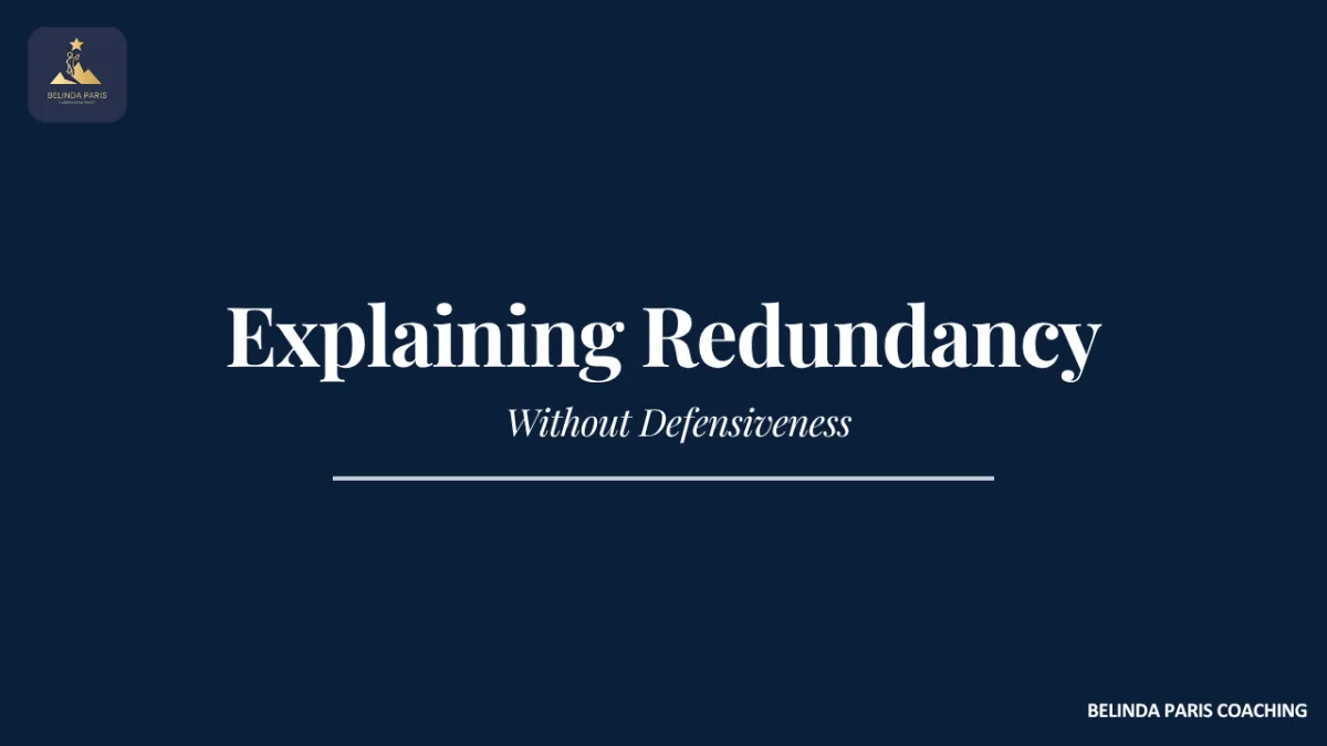 Senior executive preparing a clear interview explanation after redundancy