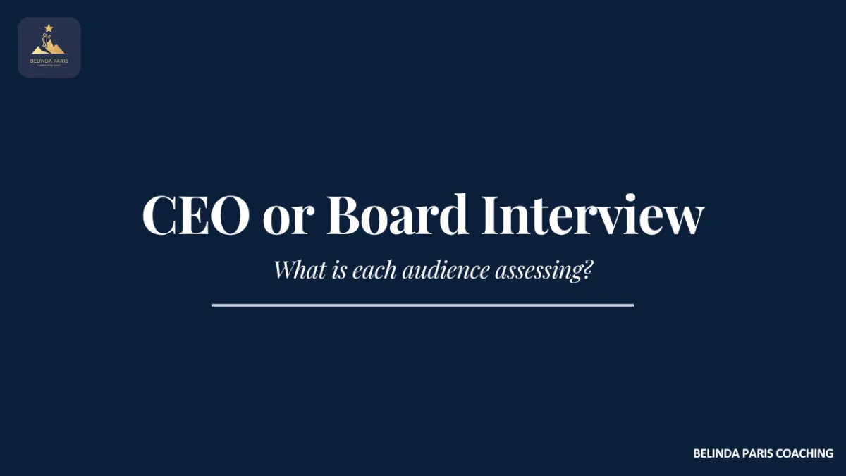 Executive meeting separately with a chief executive and a board interview panel