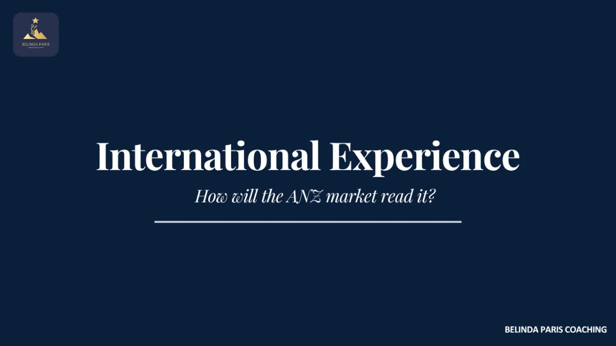 International executive discussing experience with an Australian or New Zealand employer