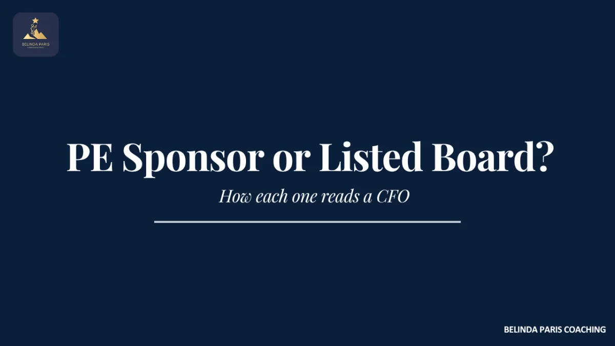 CFO preparing for a private equity or listed company role