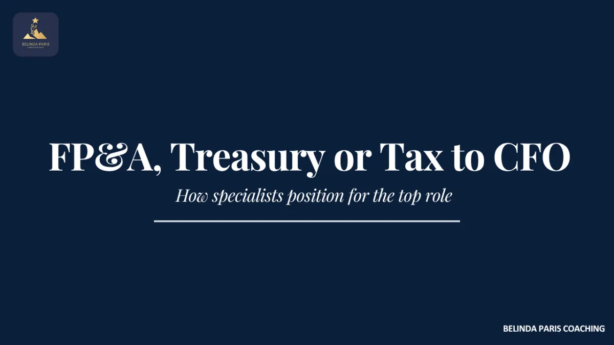 Specialist finance leader planning a move to CFO