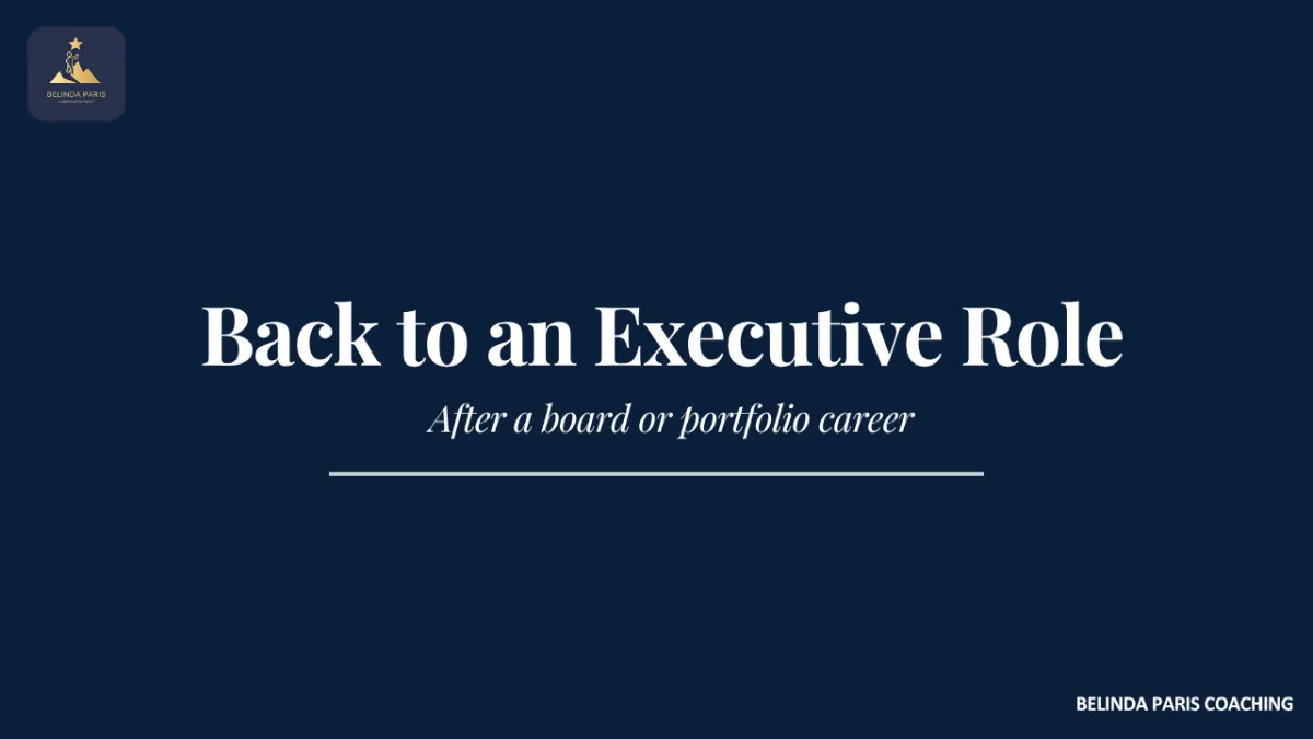 Experienced director preparing to return to an executive role