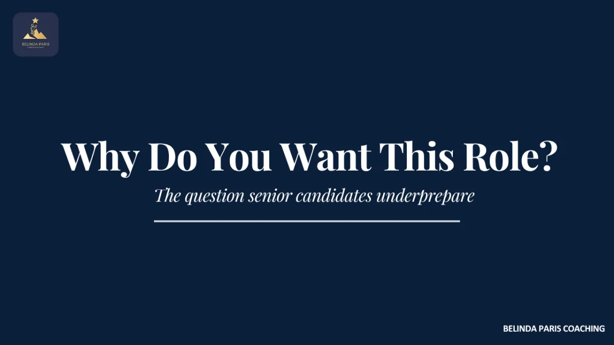 Senior candidate explaining their motivation to a panel