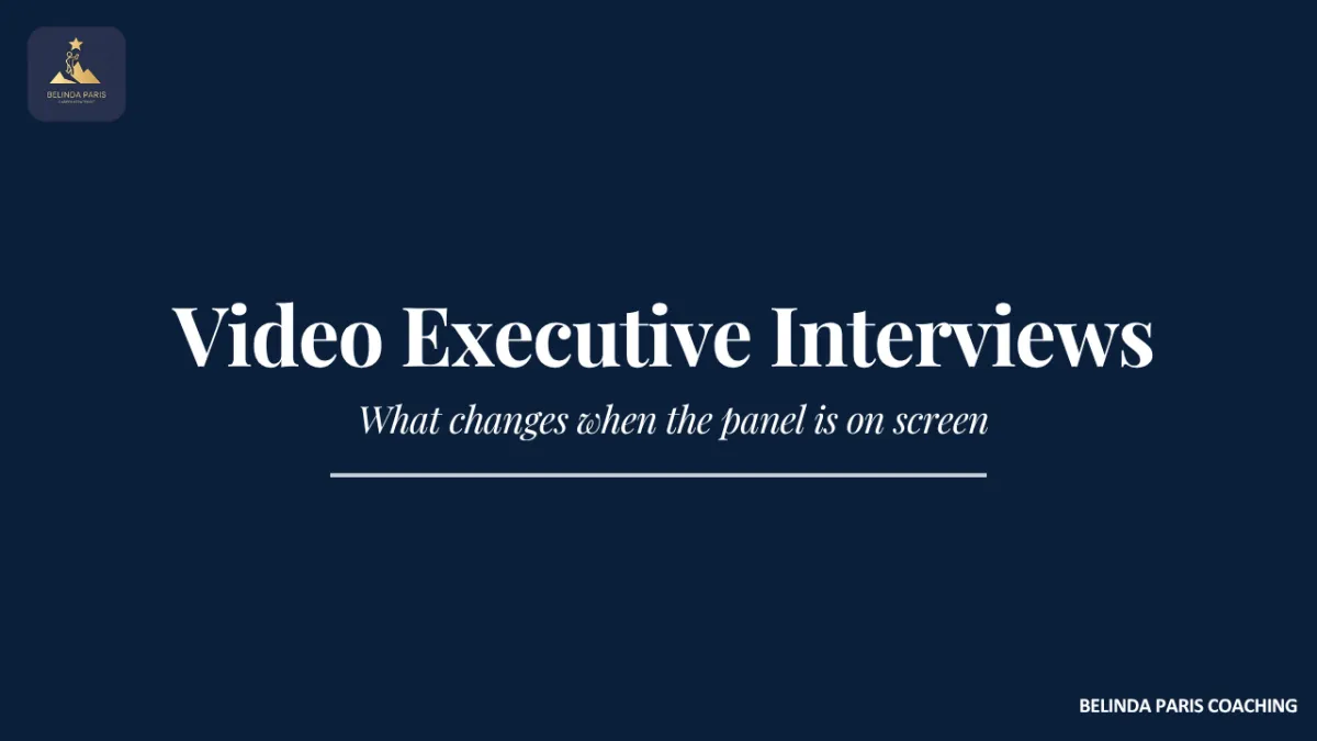 Executive in a video interview with a panel