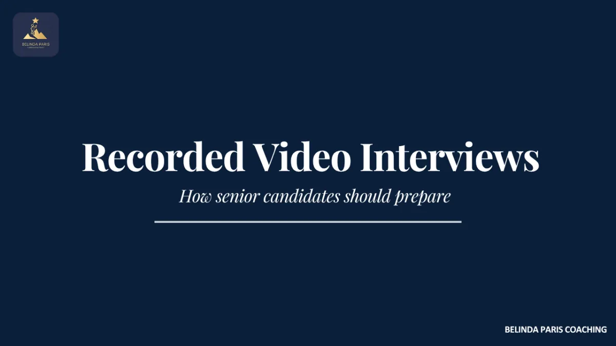 Senior candidate recording answers for a video interview