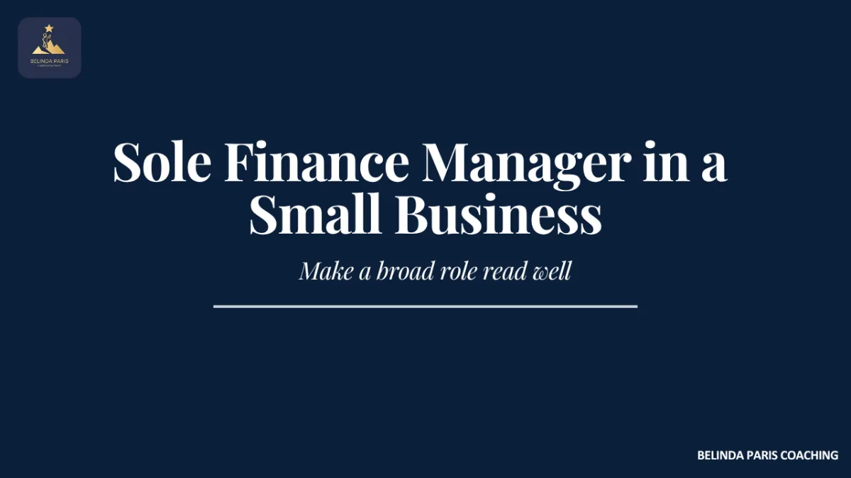 Sole Finance Manager working across every part of a small business