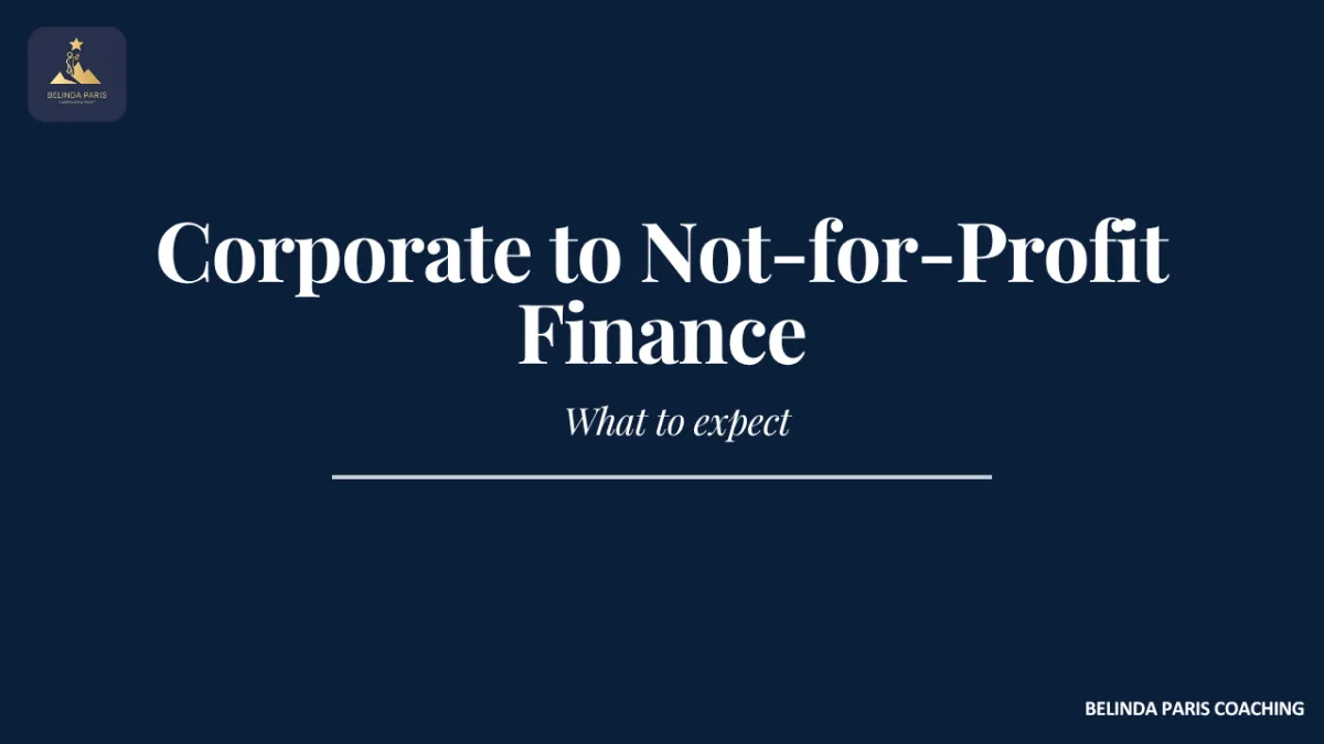 Finance professional joining a not-for-profit organisation