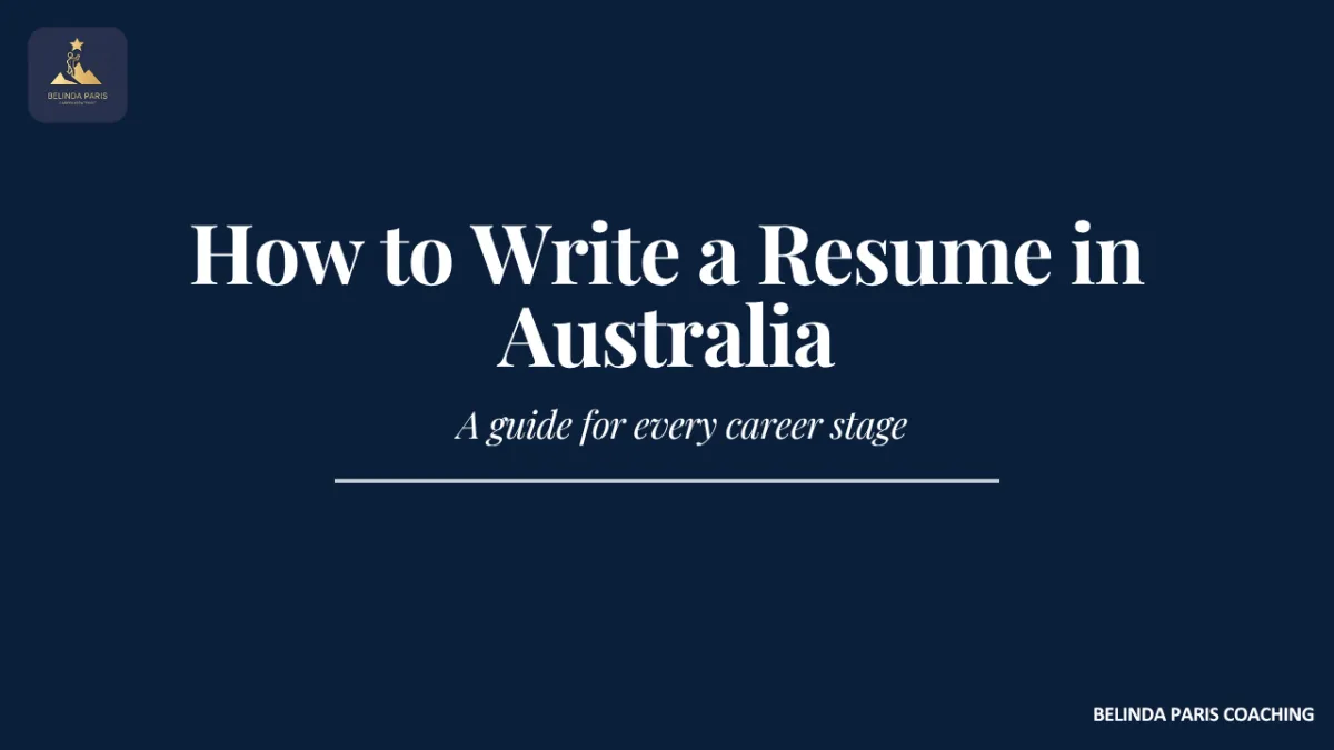Professional writing a resume on a laptop at a desk in Australia