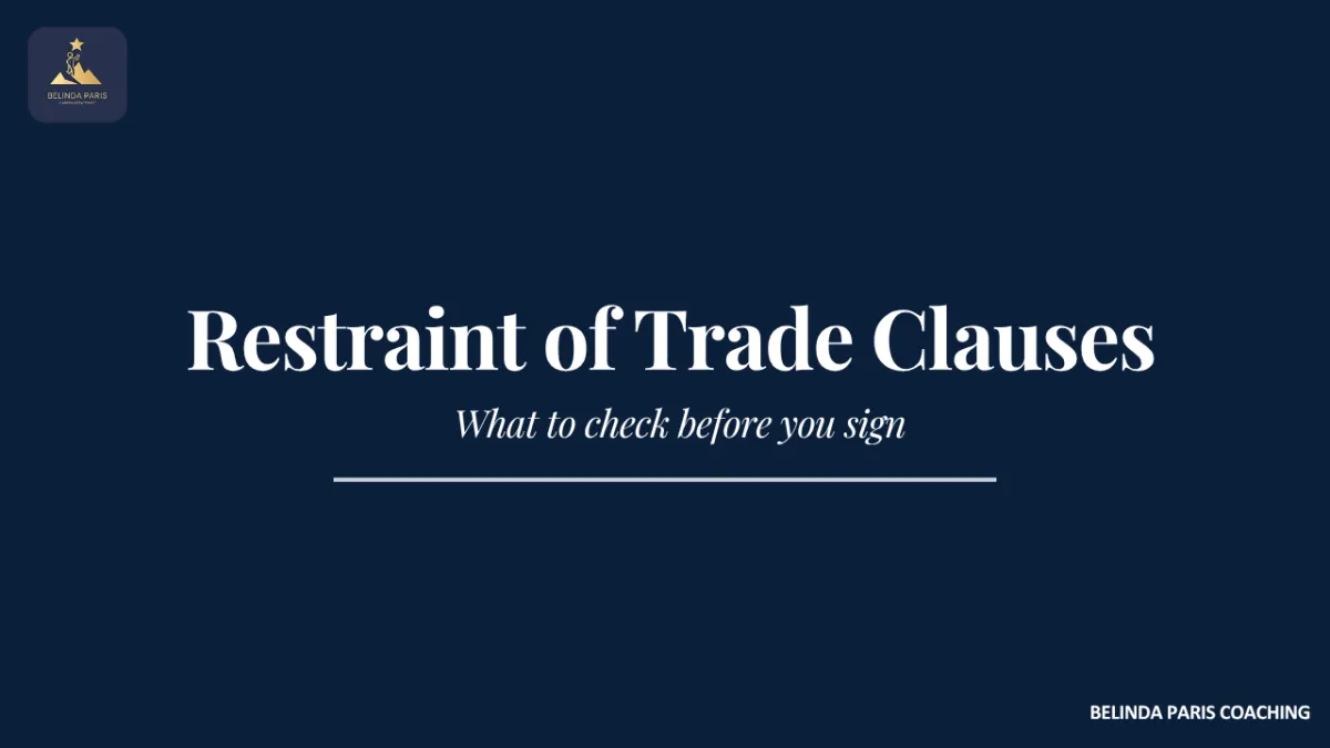 Professional reviewing a restraint of trade clause in an employment contract