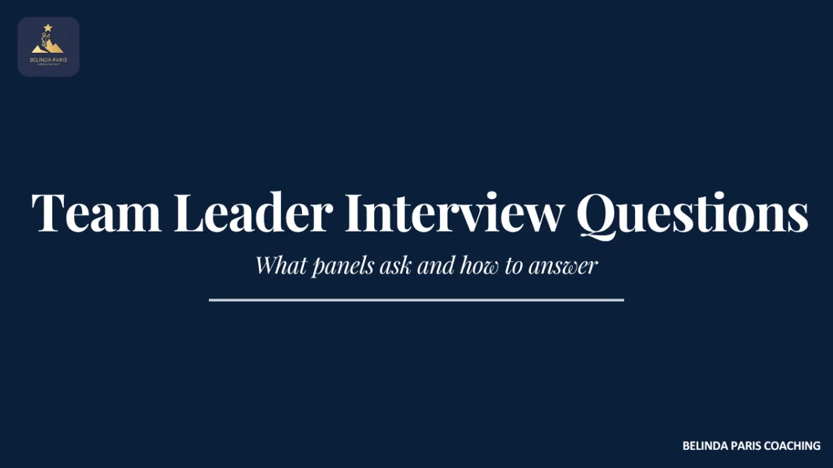 Candidate answering team leader interview questions on a panel
