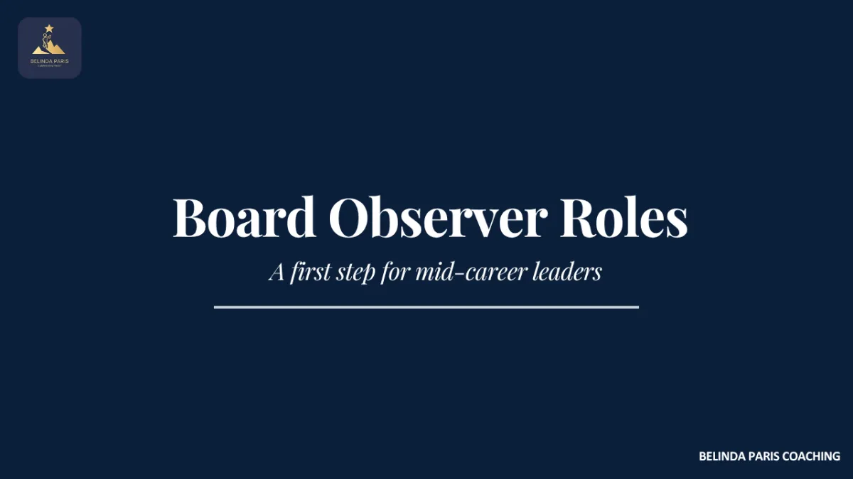 Mid career leader attending a board meeting as a board observer