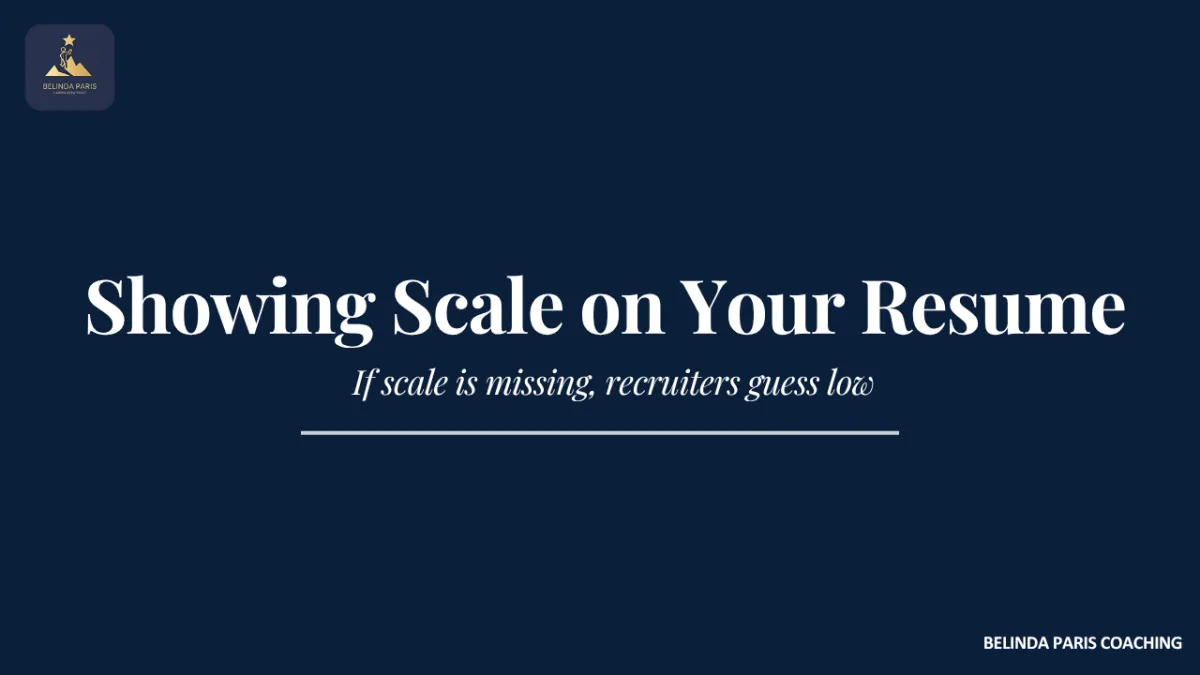 Recruiter scanning a senior resume for team size, budget and reporting line